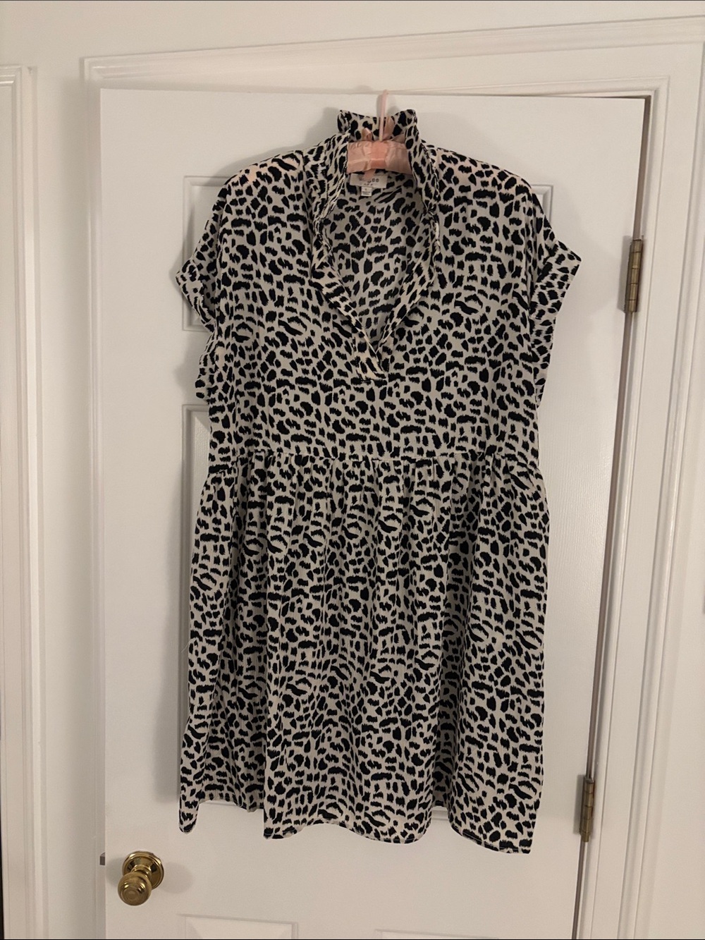 Umgee Black and Cream Leopard-Print Mini Dress